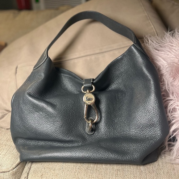 Dooney & Bourke Pebble Grain Pebbled Leather Logo Lock Shoulder Bag - Picture 1 of 7